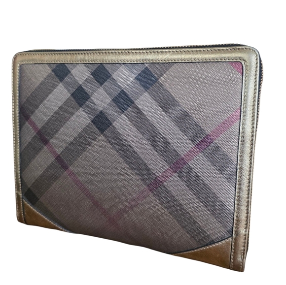 Burberry Meatllic Bronze Gold Check Iconic Tablet/Ipad Case Plaid - Picture 9 of 17